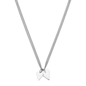 Silberne Kette mit zwei herzförmigen Anhängern von PURELEI, elegant und modern.