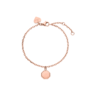 Roségoldenes Beloved Armband von PURELEI mit gravierbarem achteckigem Anhänger, elegant und nickelfrei.