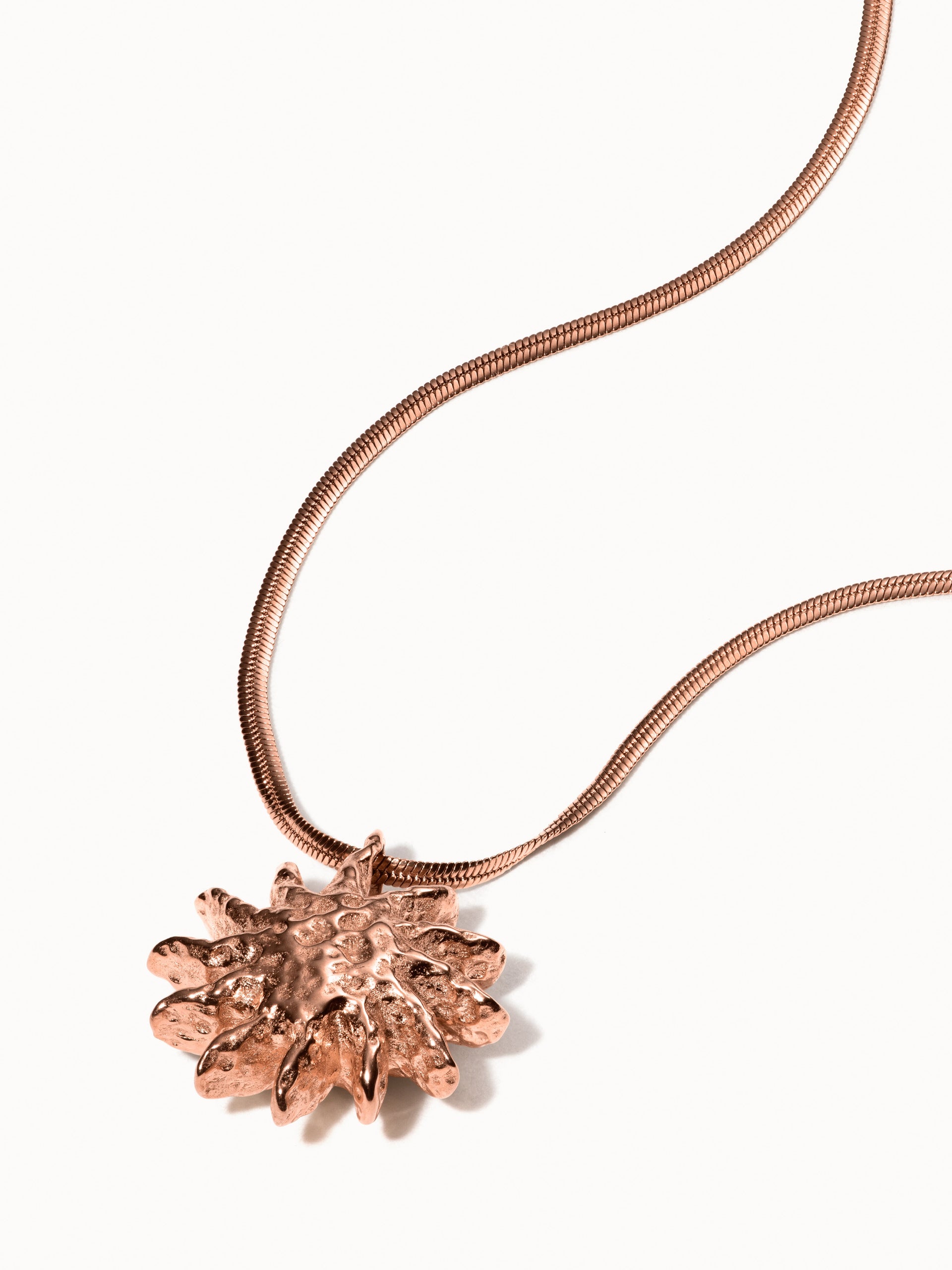 Roségoldene Kette mit muschelartigem Anhänger von PURELEI, elegant und modern.