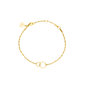 PURELEI Kekahi Armband aus 18K vergoldetem Edelstahl mit zwei ineinandergreifenden Ringen, elegant und zeitlos.