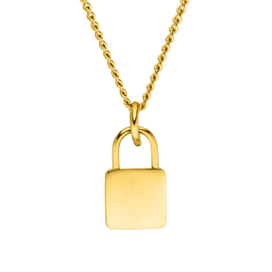 PURELEI Padlock Charm Kette aus 18K vergoldetem Edelstahl, elegant und nickelfrei mit warmem Glanz.
