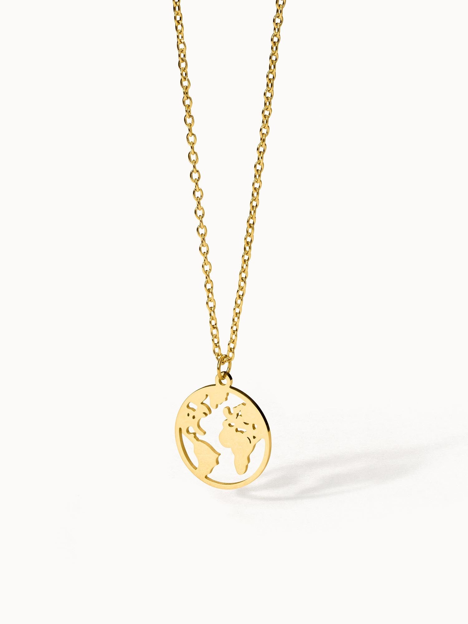 PURELEI World Map Kette aus 18K Gold Edelstahl mit Weltkarten-Anhänger, elegant und zeitlos, nickelfrei und wasserfest