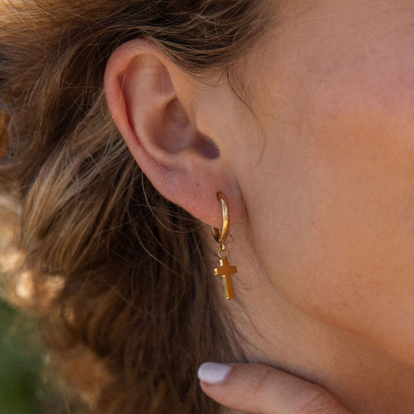 Cross Hoop Earring