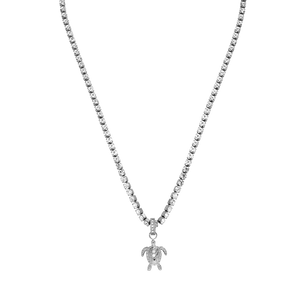 Silberne Kette mit Schildkröten-Anhänger, funkelnd und elegant, von PURELEI.