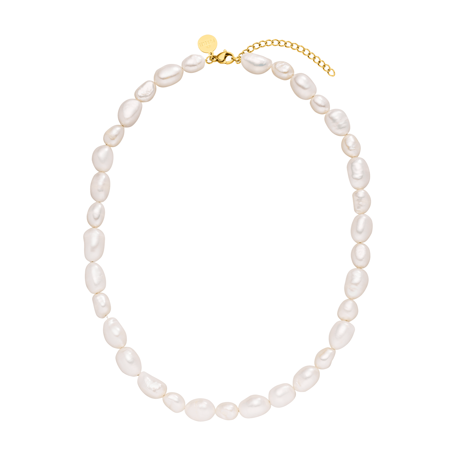 PURELEI Ivory Pearl Kette mit unregelmäßigen Keshiperlen an 18K Gold Edelstahl, elegant und natürlich.