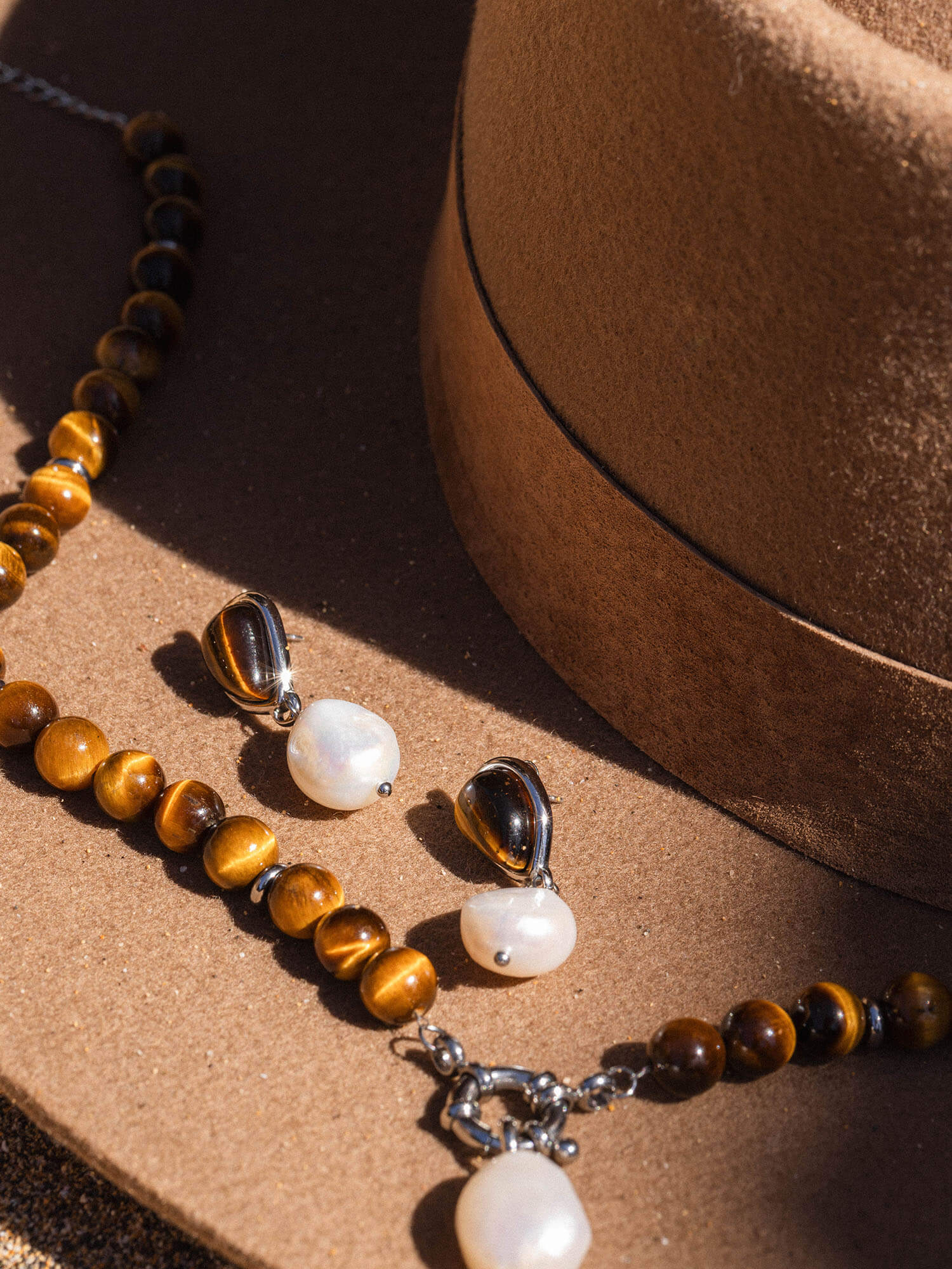 Tiger's Eye Pearl Oorbellen