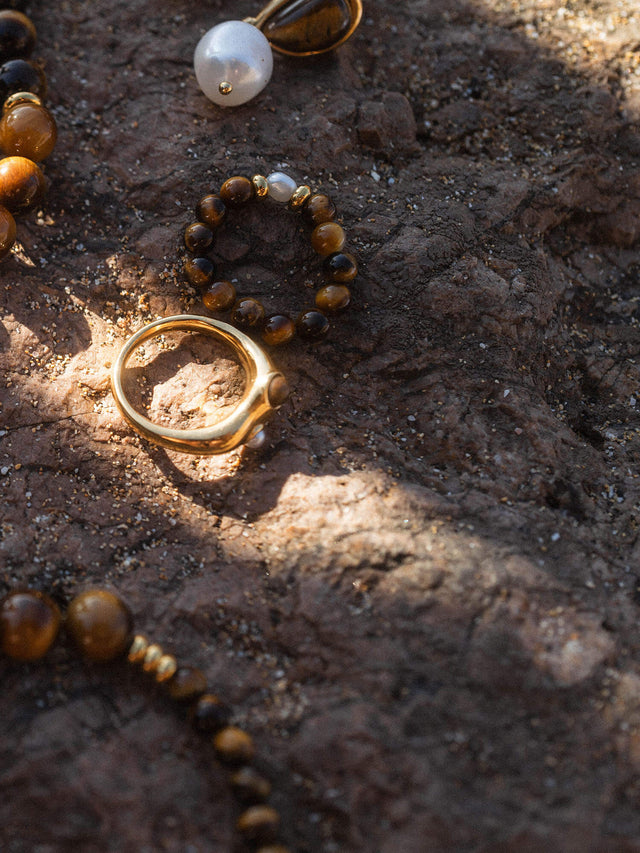 Tiger's Eye Pearl Ring