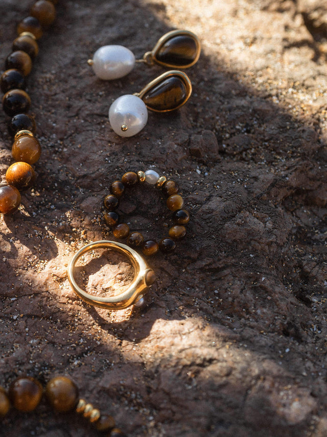 Tiger's Eye Pearl Oorbellen