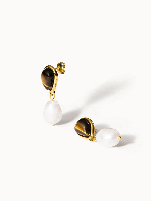 Tiger's Eye Pearl Oorbellen