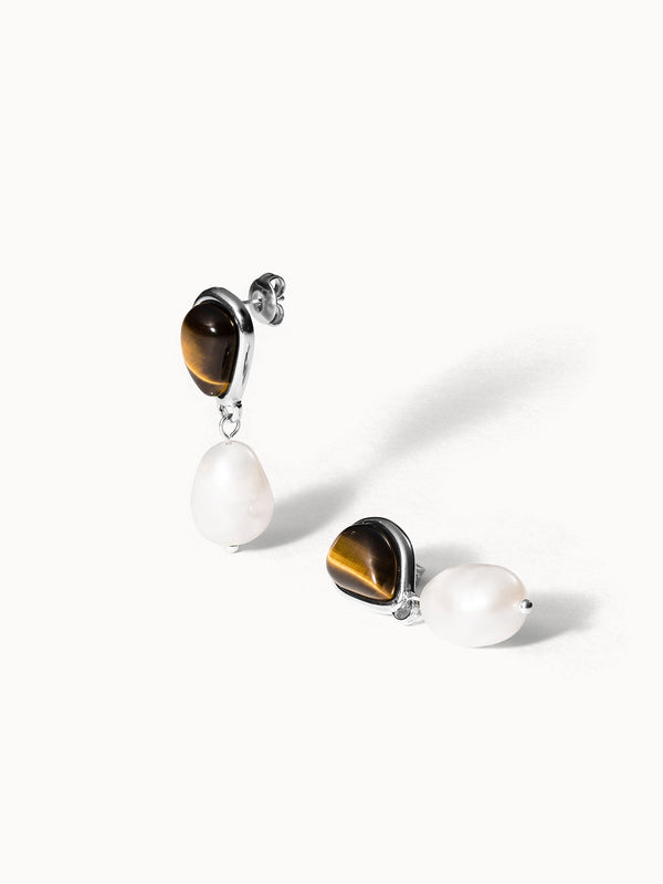 Tiger's Eye Pearl Oorbellen