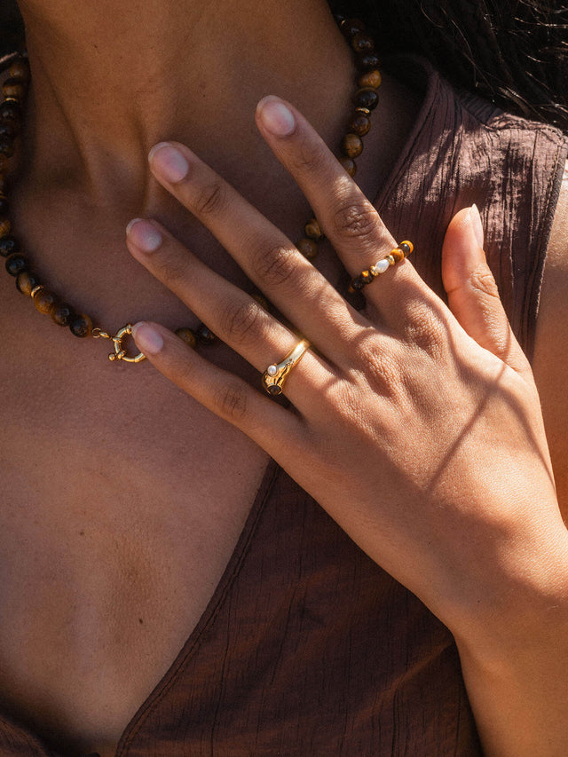 Tiger's Eye Pearl Ring
