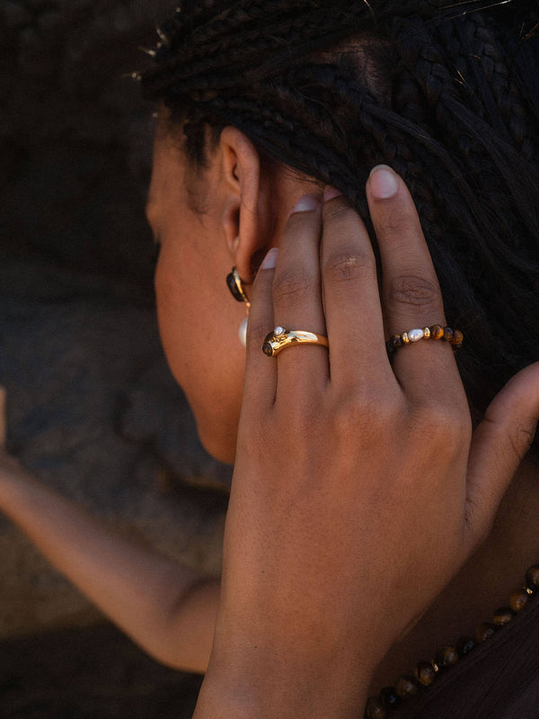 Tiger's Eye Pearl Ring
